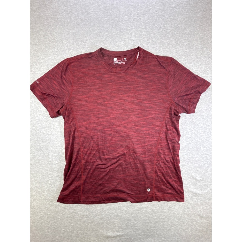 Xersion Mens Quick-Dri Athletic T-Shirt Heathered Burgundy Red Space Dye Large